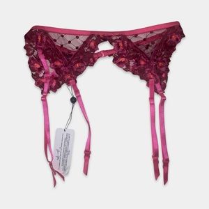 Sunset Magnolia Garter Belt in Magenta | FOR LOVE & LEMONS NWT